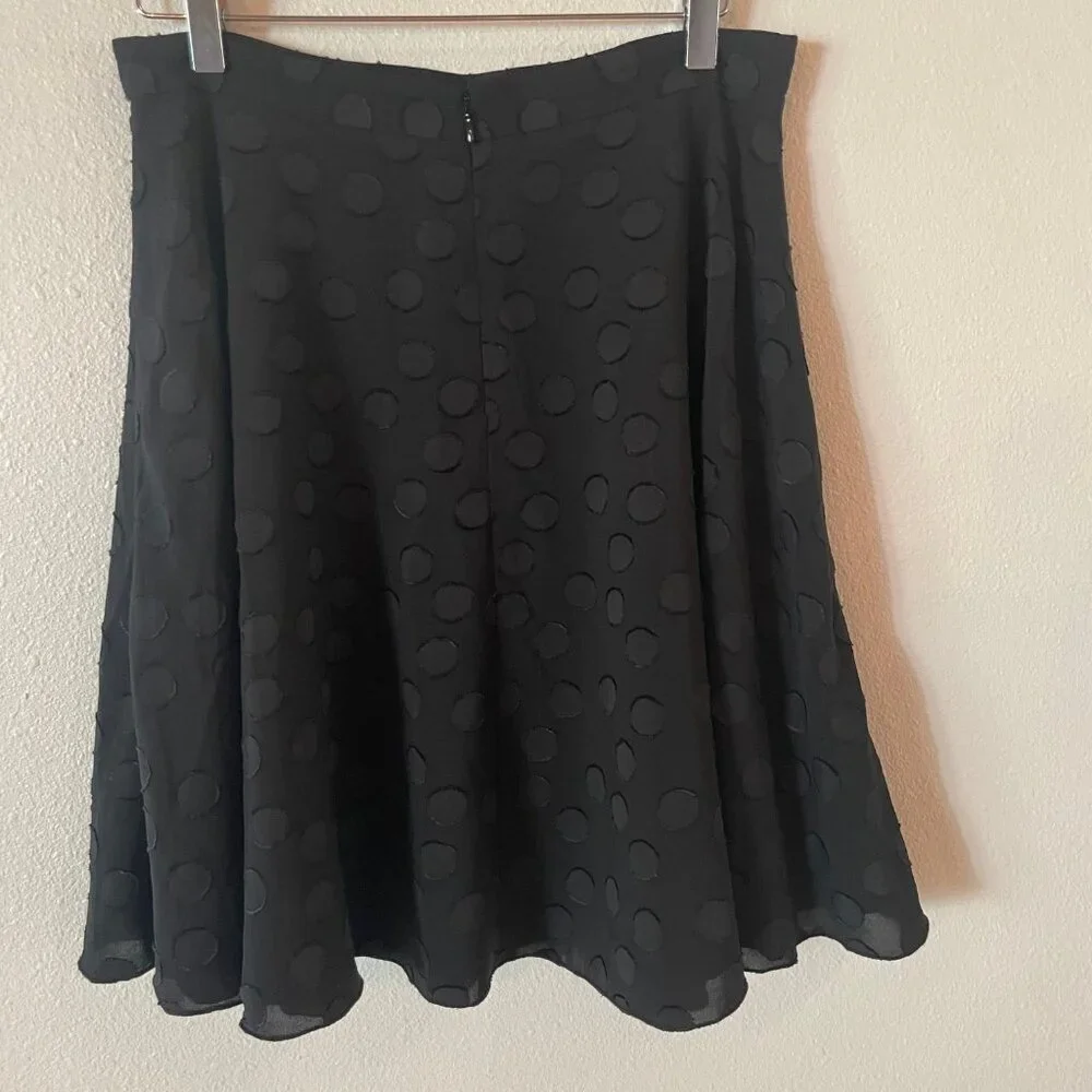 Ann Taylor Black Clip Dot Full Circle Chiffon Skirt Petite ‎ Size 6P - Picture 5 of 11